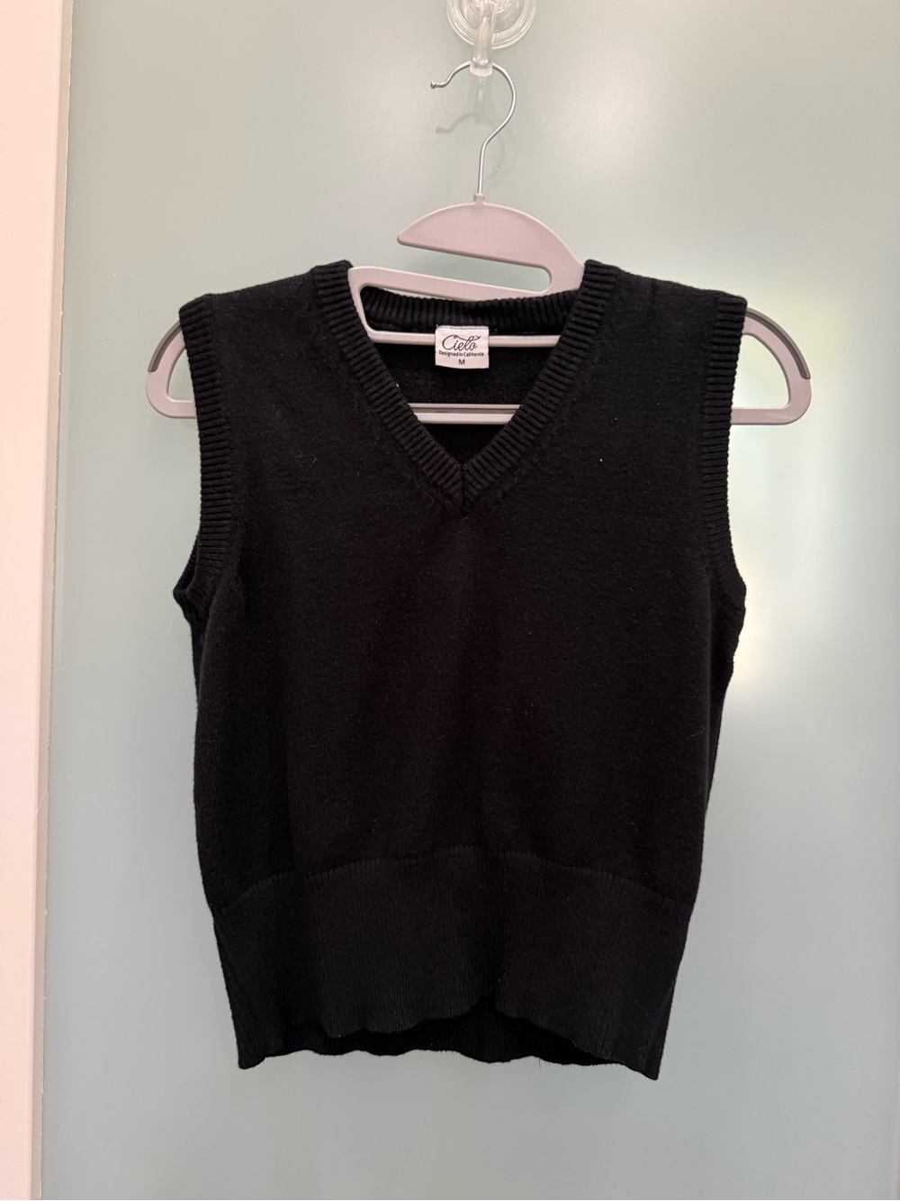 Cielo Black V-Neck Knit Sweater Vest